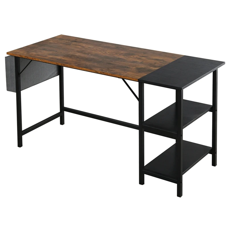 

Wooden Table With Metal Frame Suit For Home Office , Black+brown 30 Square Tube 0.8 Thick For Family Uesd