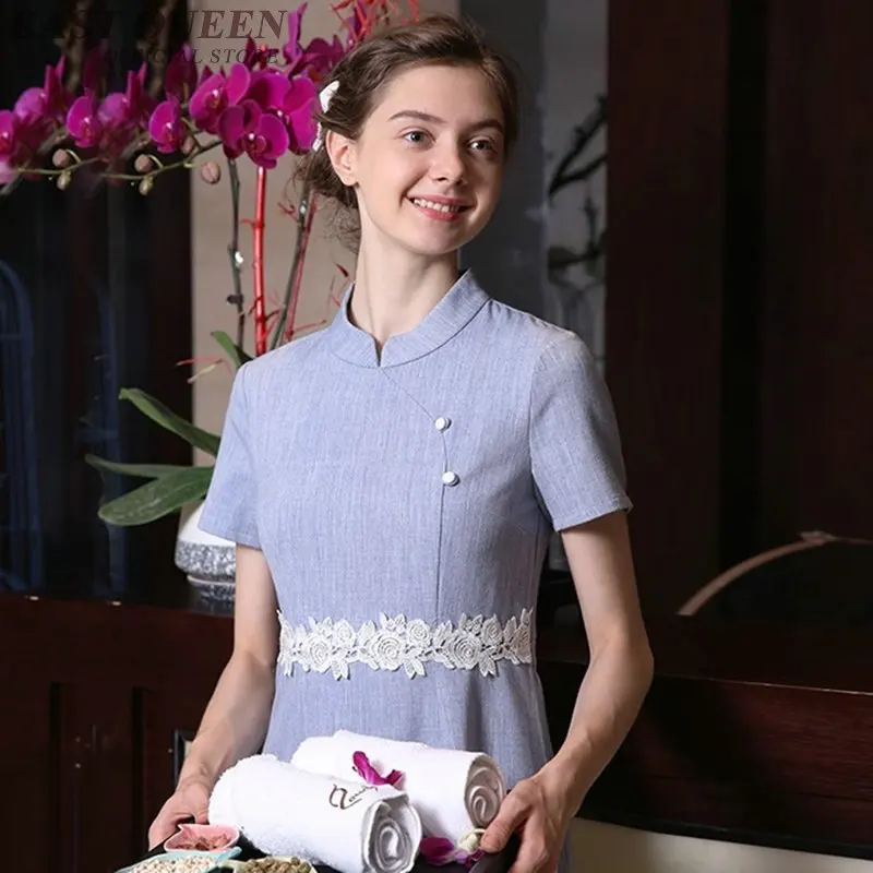 Весенне летняя униформа для косметолога платья одежда тайская массажа спа