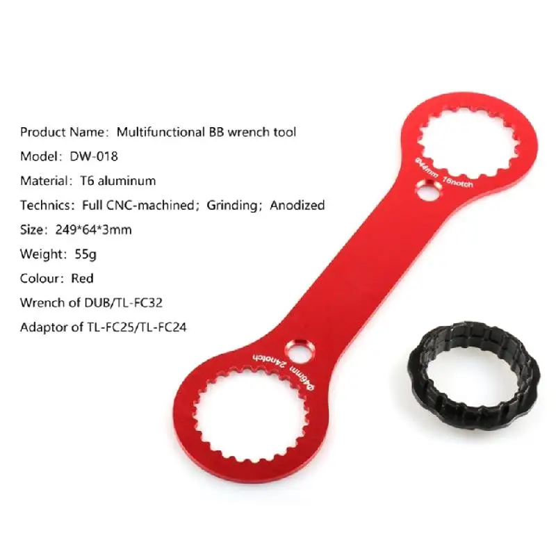

44/46mm Bike Bottom Bracket Wrench Double Ended Aluminum Alloy Wrench Installation Remover Repair Tool Cycling Accessories