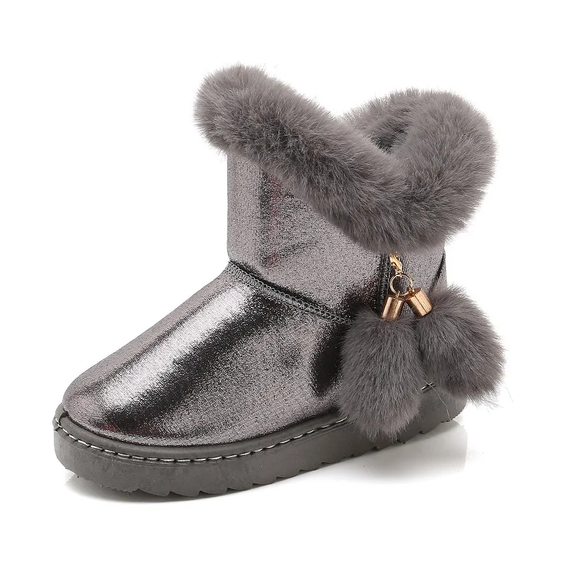 

Kids Snow Boots For Girls New Handmade Waterproof Girls Boots Winter Fur Cotton Warm Brand Rabbit Hair Children Shoes