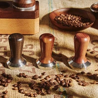 515358m coffee tamper wooden handle press flat base espresso machine grinder powder hammer for brewing coffee barista tool