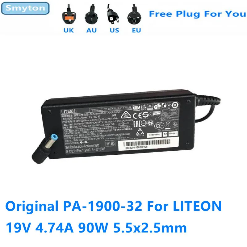 Оригинальное зарядное устройство-адаптер переменного тока 90 Вт для LITEON 19 в 5 а 2 x