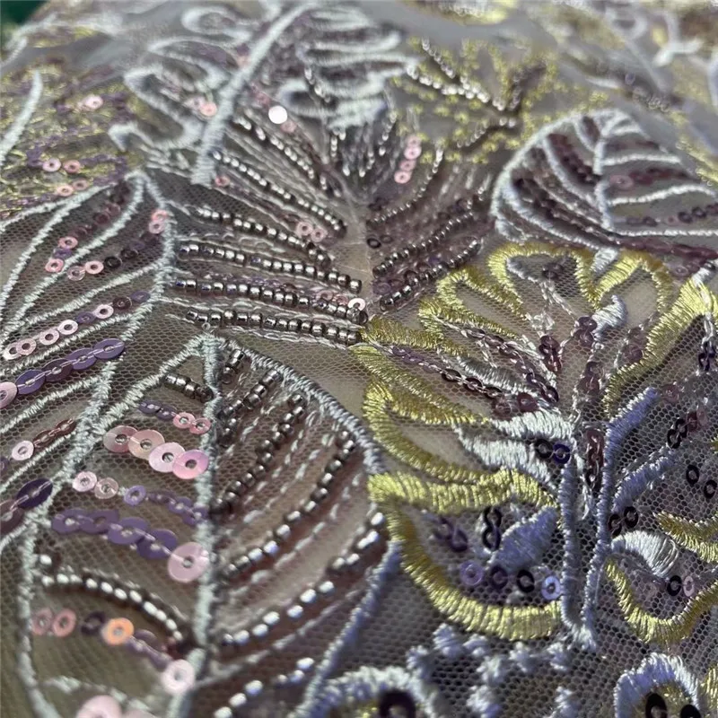 

African Lace Fabric 2020 High Quality Lace with Lace Flowers, French Lace Fabric with Beaded Nigerian Lace Fabrics fo j66-993