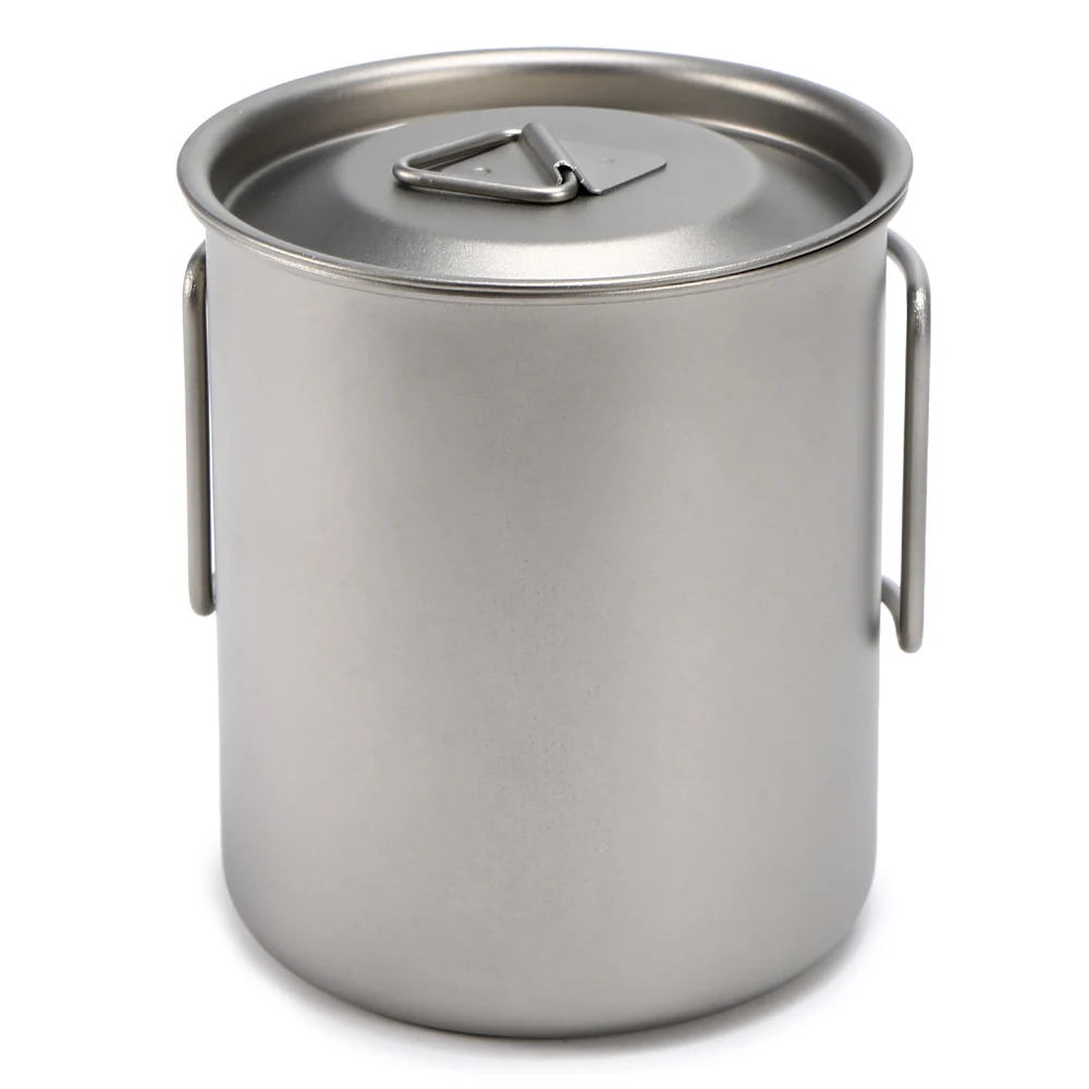 

450ml 750ml Titanium Cup Set Ultralight Titanium Cup Hanging Pot Set Outdoor Portable Water Cup Foldable Handle
