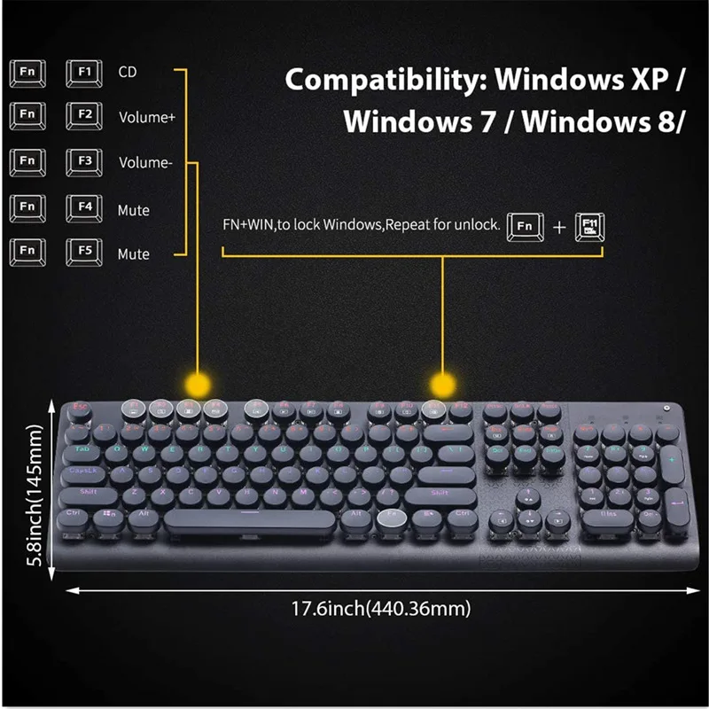 Механическая игровая клавиатура HUO JI K600 в стиле ретро 104 клавиш Светодиодный