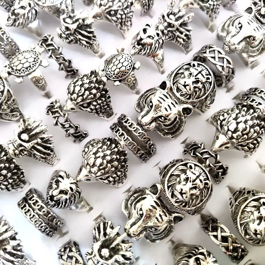 Большое количество 50 шт./лот смешанное мужское кольцо в стиле панк с изображением