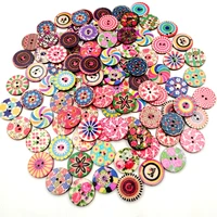 vintage 100pcslot mixed painting wood buttons for handwork sewing scrapbook clothing crafts accessories gift card decor 20mm