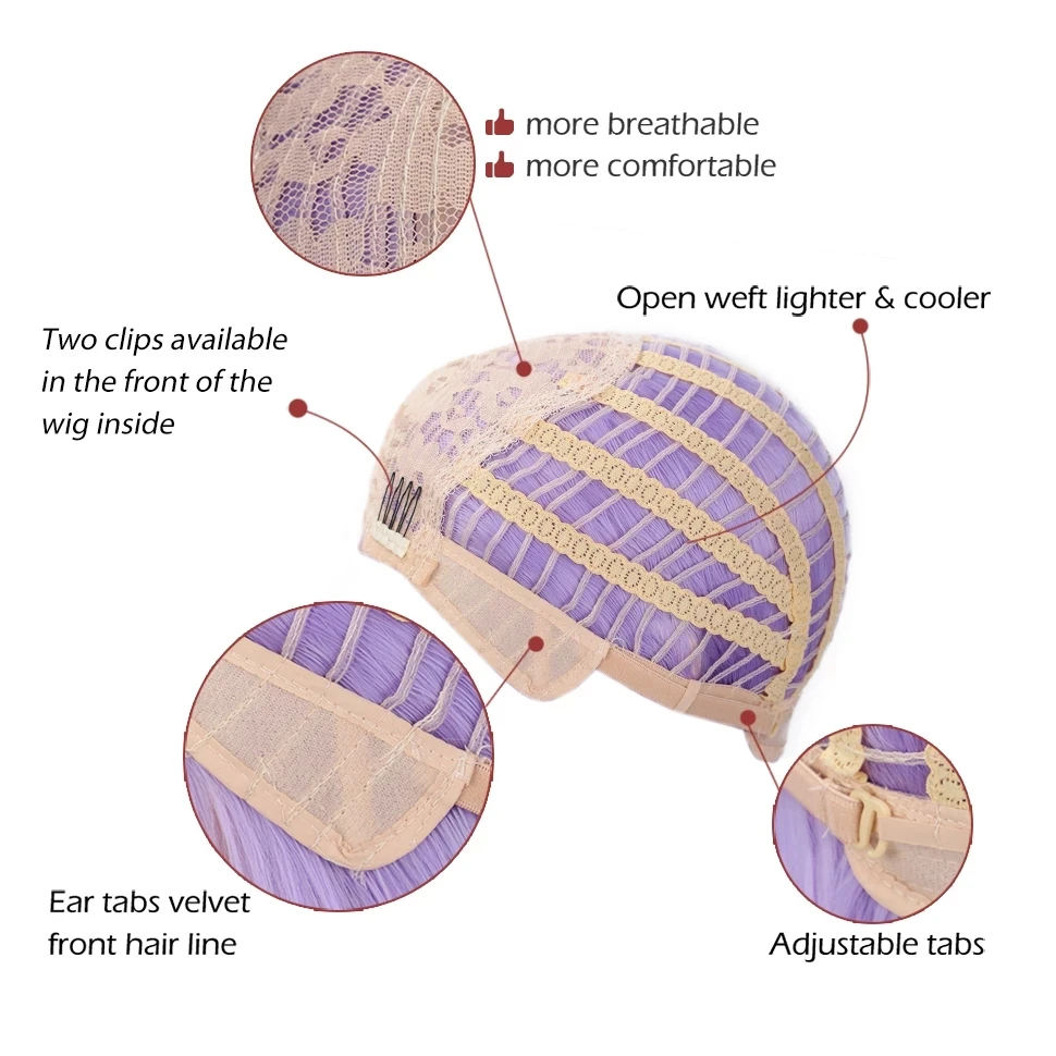 

SiNuo Long Silk Straight Synthetic Wigs for Women Purple Middle Part Full Mechanism Cosplay Perruque with Natural and Soft Fiber