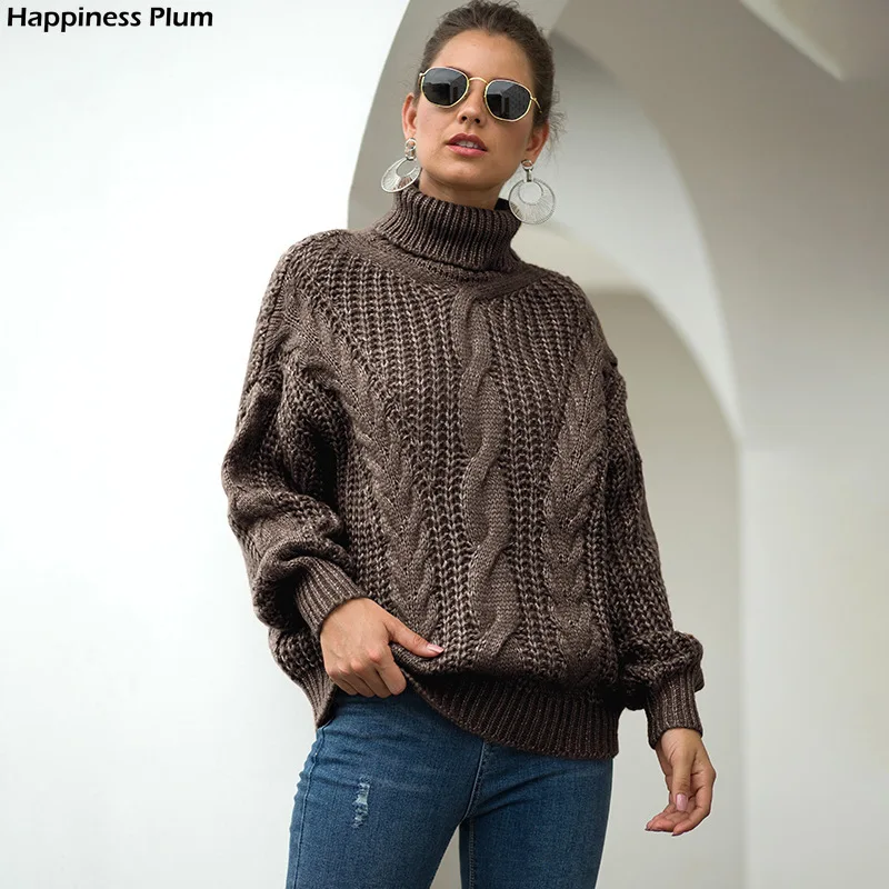 

2020 Autumn and Winter New knit sweater Women's Turtleneck sweaters Pullover oversized sweater Thick women sweater