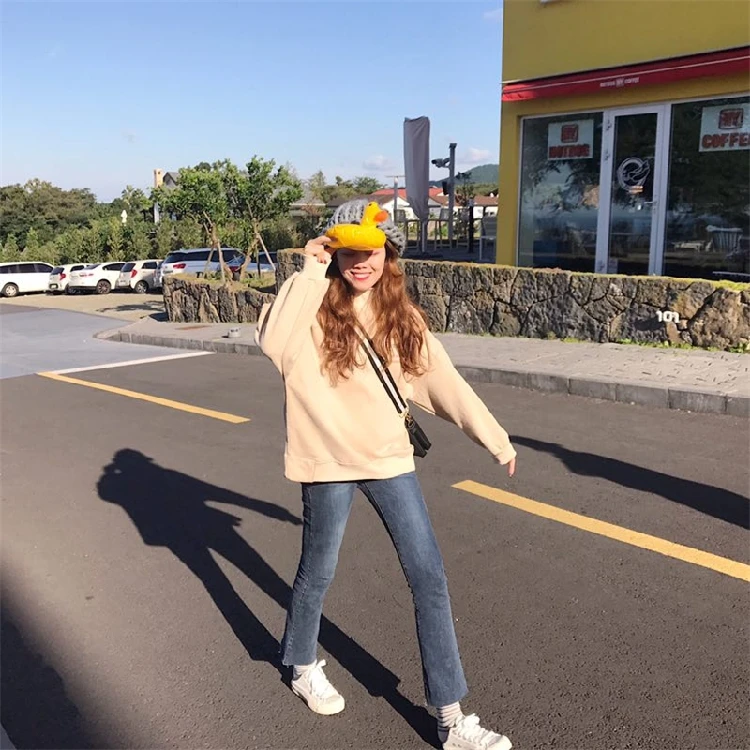 Корейский ulzzang Осень ins модный буквенный принт буквы фанатский Свитшот Harajuku свободный водолазка Повседневная Женская толстовка