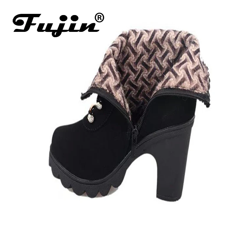 Модные женские ботинки Сезон осень Ботильоны из искусственной кожи с круглым