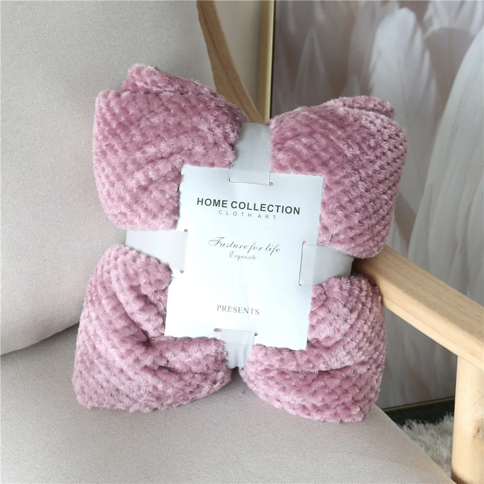 Pink Постельные принадлежности, Фланелевое Флисовое одеяло, мягкое одеяло, однотонное покрывало, плюшевое покрывало для кровати, дивана, рождественский подарок, Прямая поставка - Цвет: Pink