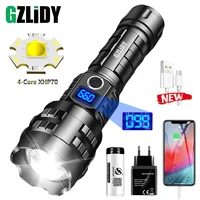 high power xhp70 led flashlight 3800lm glare waterproof torch 3 mode zoom camping lantern 26650 usb flash light with tail hammer