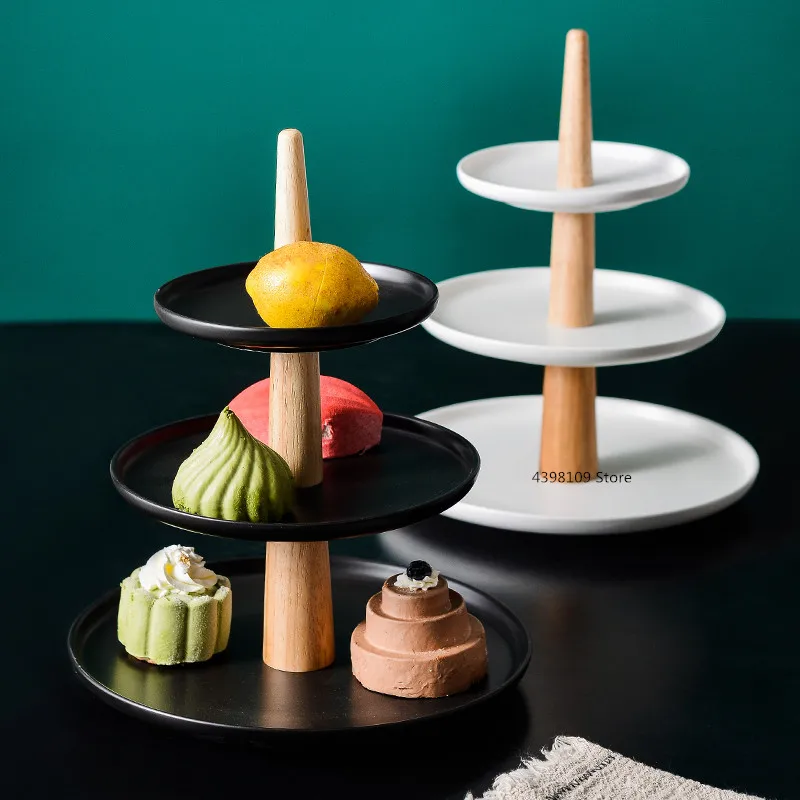 Матовая керамическая двухслойная тарелка для фруктов десертная послеобеденного