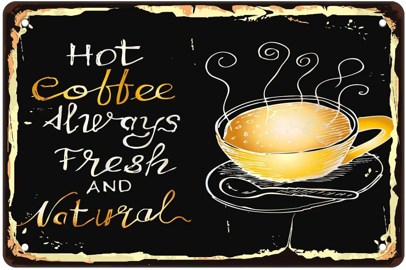 

Hot Coffee Versus Fresh Poster Tin Sign Metal Plaque Hotel Lounge Coffee Shop Wall Decoration Retro Metal Plate 12*8 Inch
