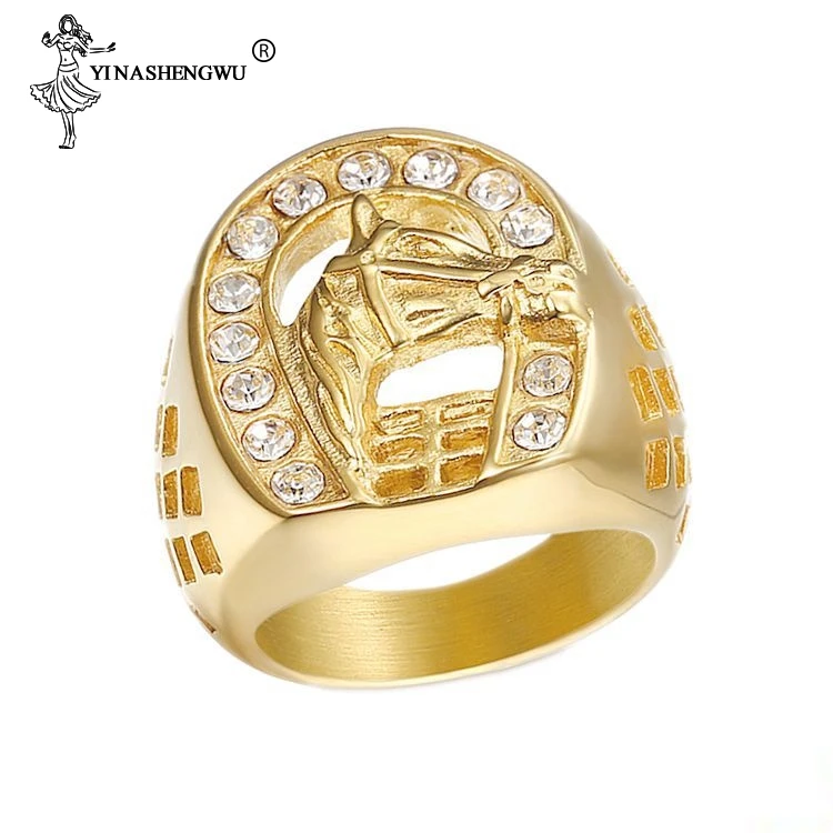 Кольцо мужское из нержавеющей стали с фианитом ювелирное изделие в стиле хип-хоп