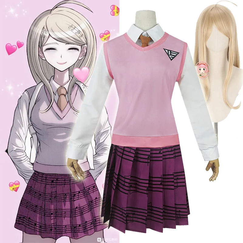 

Новинка, костюм для косплея Akamatsu kaede Danganronpa V3, женская форма, рубашка/жилет/юбка/носки/парики, школьная форма JK