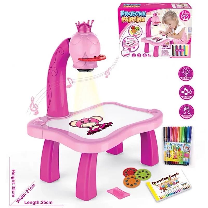 Children Led Projector Painting Art Drawing Table Light Toy For Kids Board Desk Educational Learning Paint Tools Toys | Игрушки и хобби