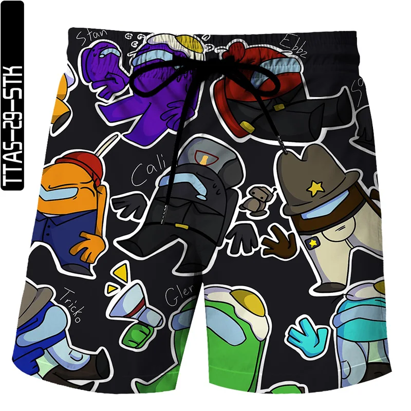 

2021 Summer Men's 3D Digital Print Shorts Fashion Casual Beach Shorts Mini Game Print Elements Fashion Trend Size S-6XL