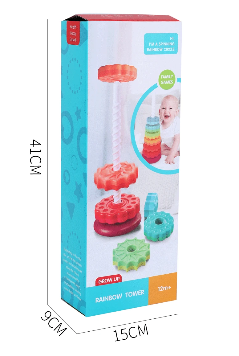 baby stackable towers rainbow spin tower toy big size color shape montessori educational games stacking ring for babies girl boy free global shipping