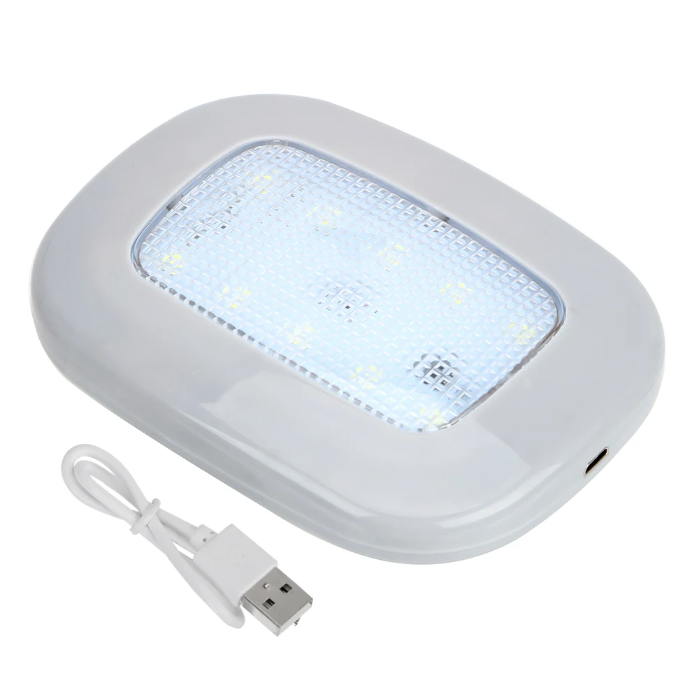 

USB-зарядка Автомобильная потолочная лампа на крышу, 10 светодиодный, белая Автомобильная интерьерная лампа, автомобильный светильник для чтения, универсальный магнитный купольный светильник