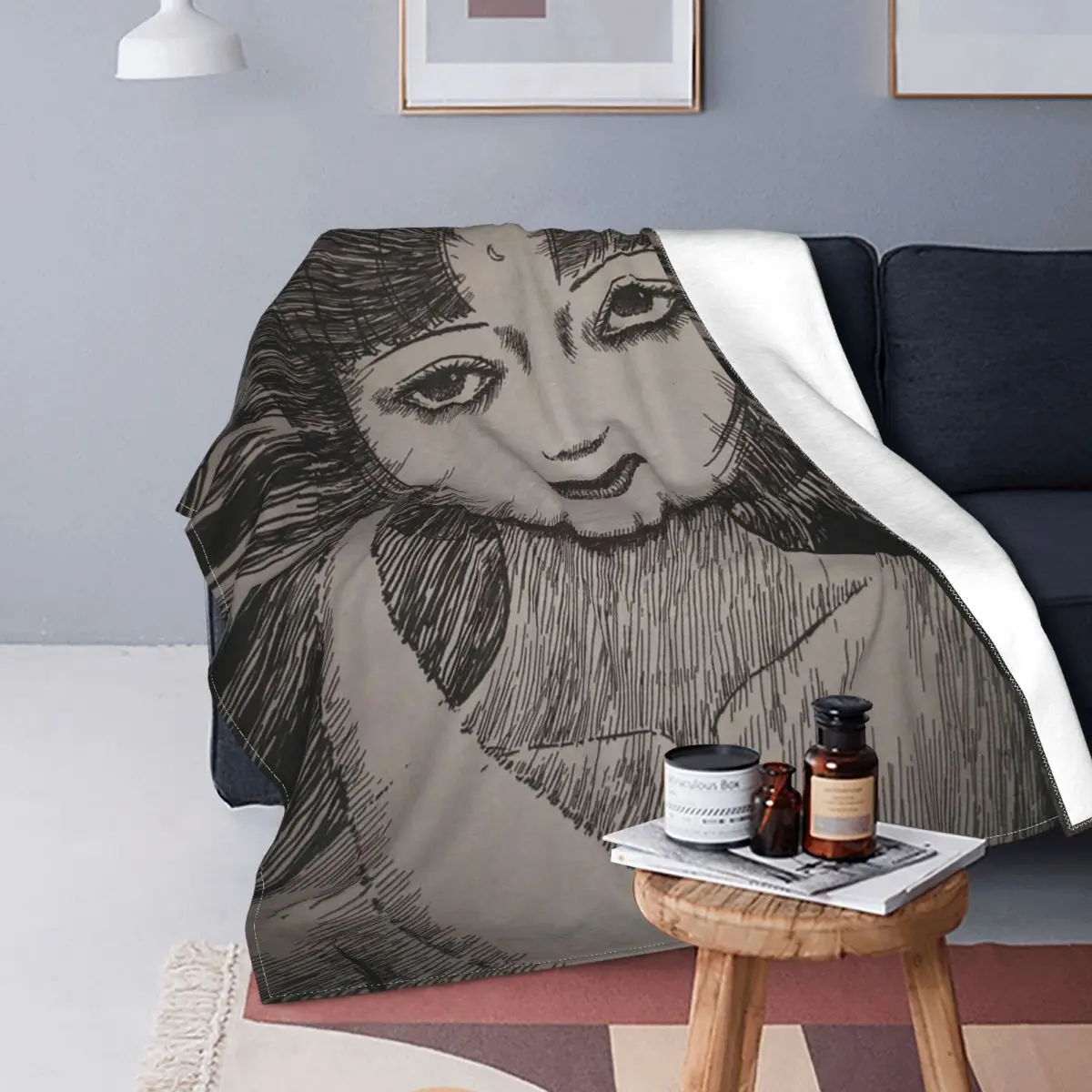 

Junji Ito-Manta de forro polar para exteriores, ropa de cama ligera, fina, Kago Manga japonesa, para primavera y otoño