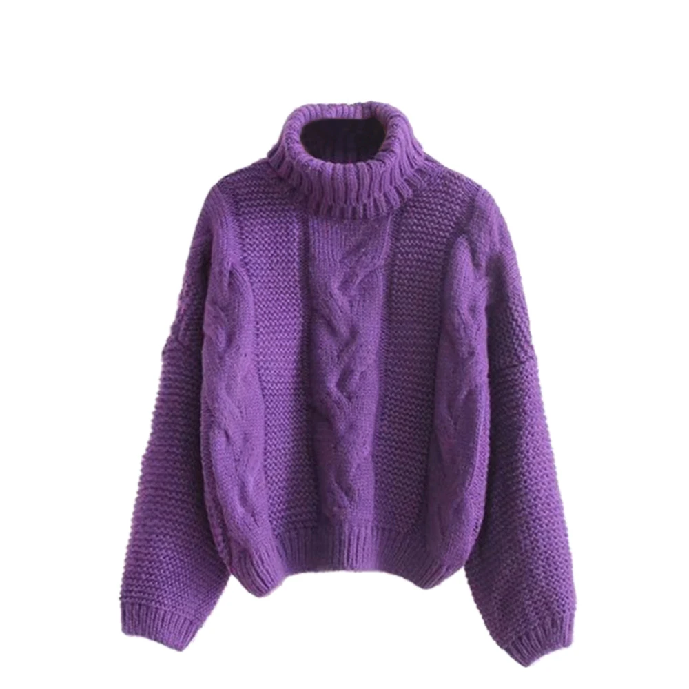 Purple CYSINCOS, корейский стиль, Женский вязаный свитер с длинным рукавом, однотонный пуловер с круглым вырезом и жемчугом, свободный свитер, горячая распродажа - Цвет: Purple