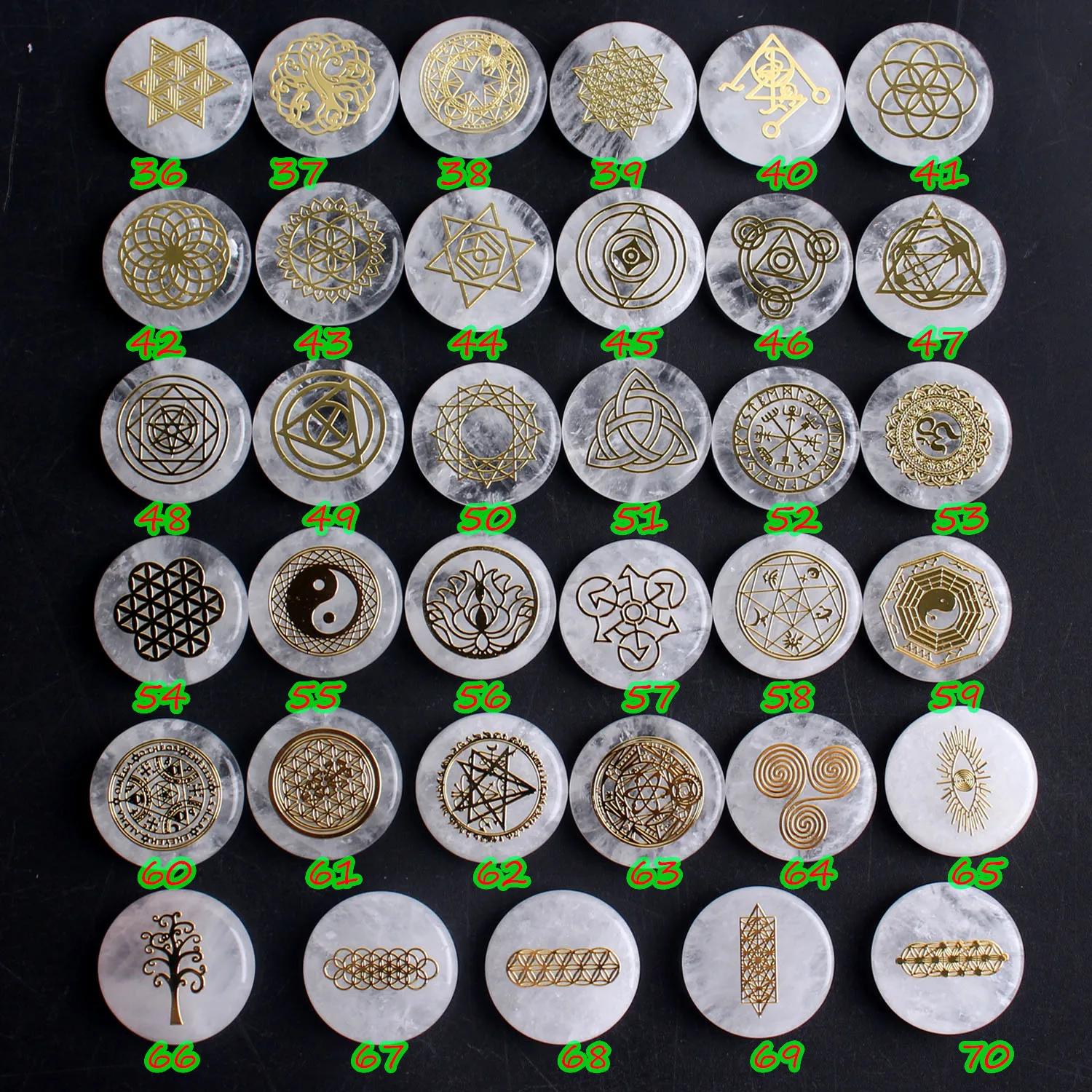 

1 шт. Натуральный прозрачный кварцевый круглый кристалл ломтик с металлическим символом золотые наклейки белый камень камни Пальма целебна...