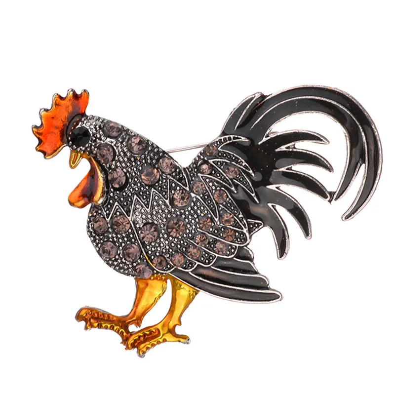 

Trendy Big Rooster Brooch Jewelry Fashion Multicolor Crystal Rhinestone Brooches Female Animal Pins For Women Hot Sell Charm