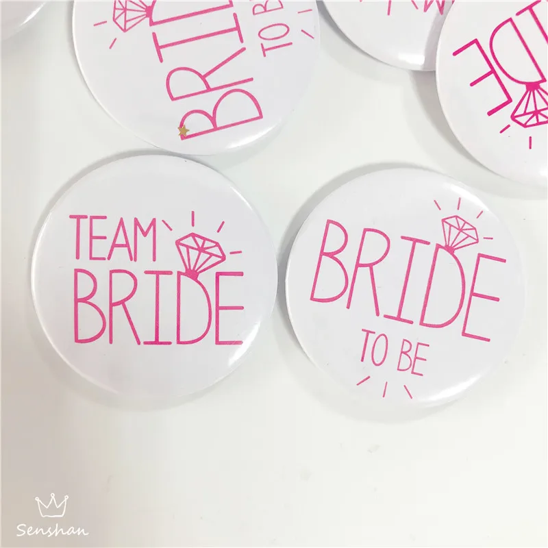 White Pink Team Bride Bridal Shower Party Badge Wedding Buttons to Be For Decor Supplies | Дом и сад