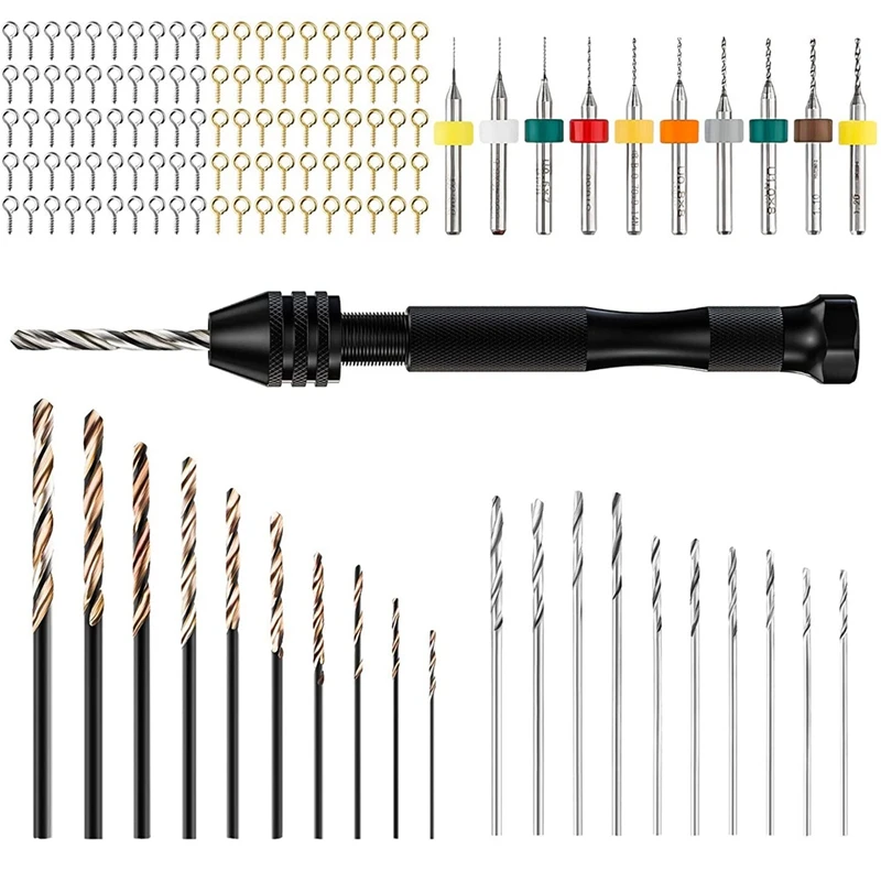 

Hand Drill Bits Set Pin Vise Hand Drill 21 Pcs Mini Twist Drill Bits And 10 Pcs PCB Mini Drill Bits With 100PCS Screws