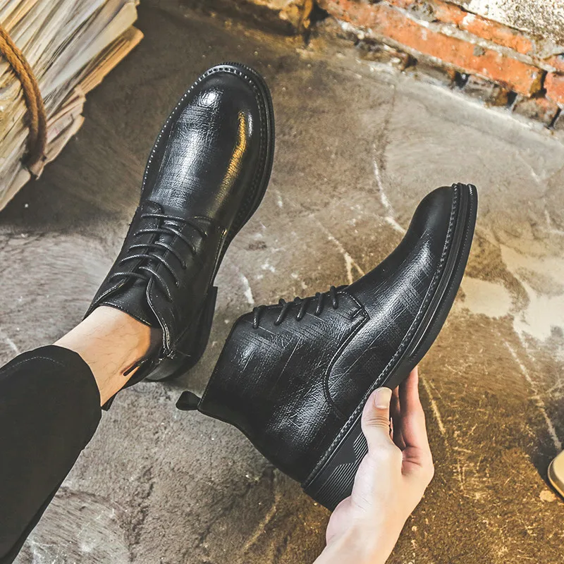 

Мужские свадебные ботинки ручной работы износостойкие Роскошные модные повседневные кожаные ботинки Нескользящие Высококачественные бот...