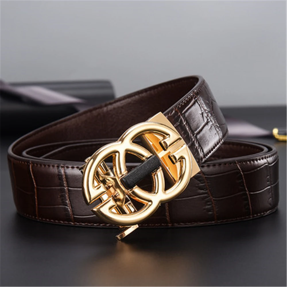 

Women Belt New Genuine Leather Automatic gg Buckle Pant belt Young People Business Casual Fashion Crocodile pattern Men's belt