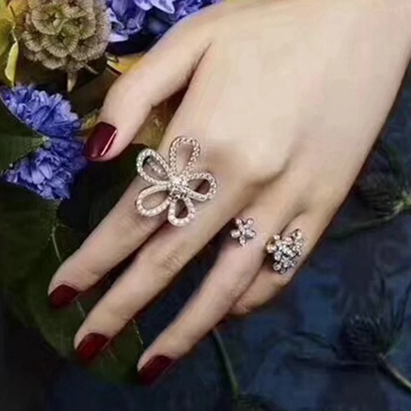 MY Hot Циркон Клевер листья цветок манжета палец кольцо для женщин Свадьба все матч