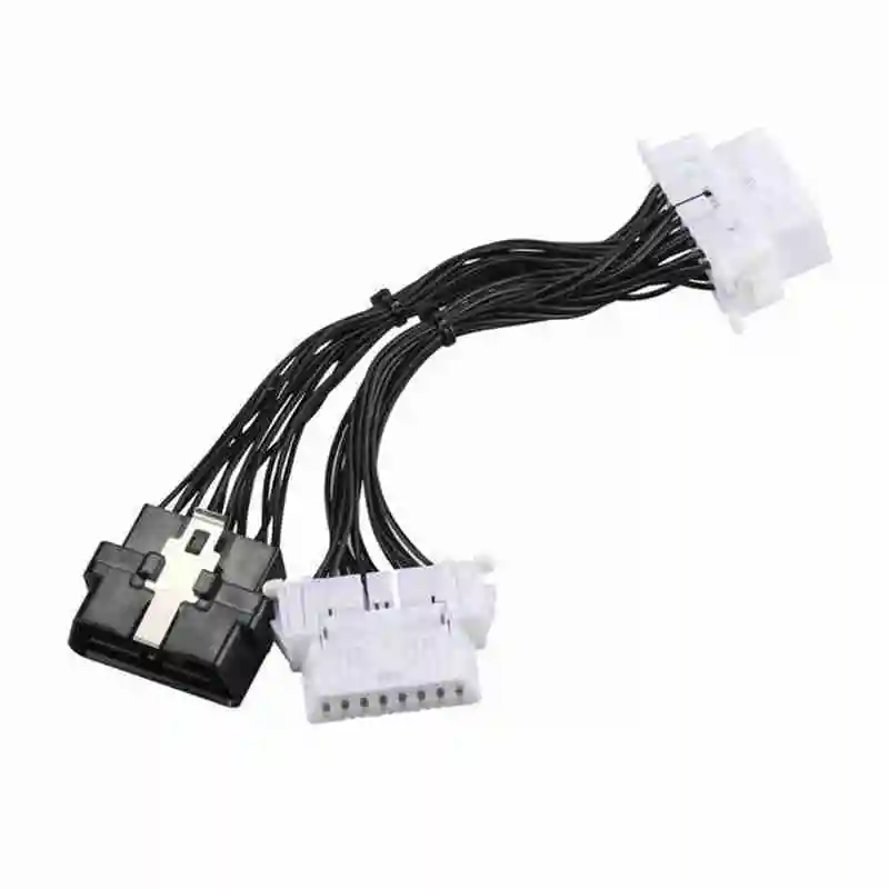

Car OBD2 16 Pin Male To Dual Female Y Splitter Extension Adapter Cable One Point Two Extension Cord Black Color