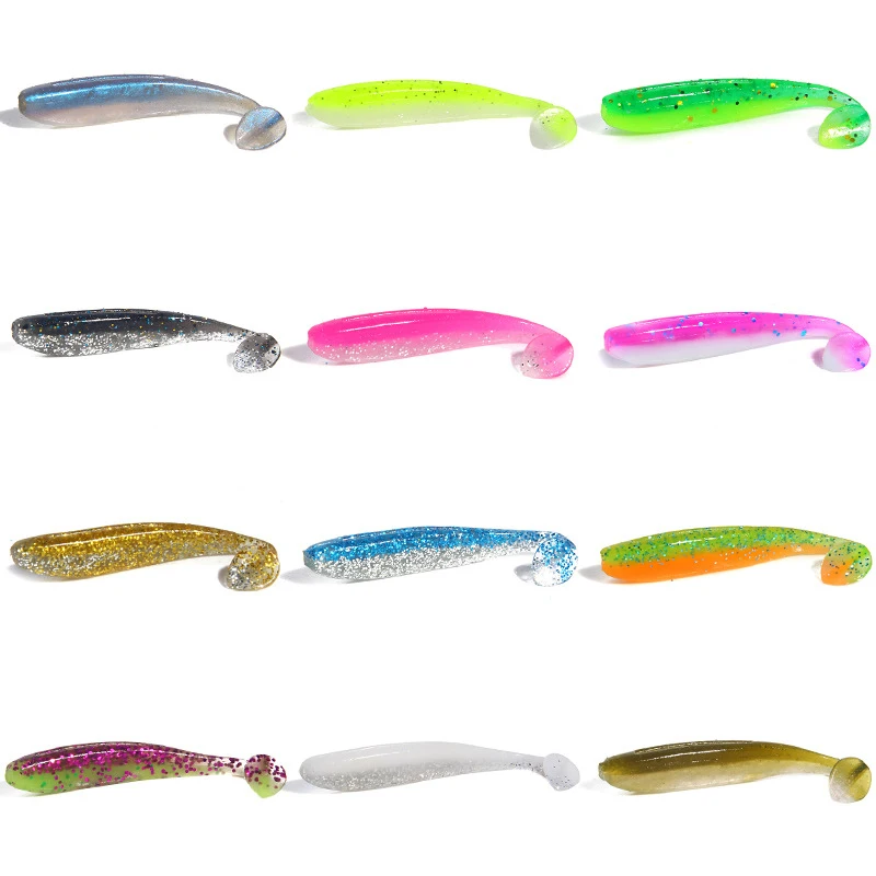10 Pcs Soft Bait Fishing Lure T tail Topwater 1.8g/6.5cm Silicone 12 Colors soft Artificial Lure Perch Bass Fishing Tackle