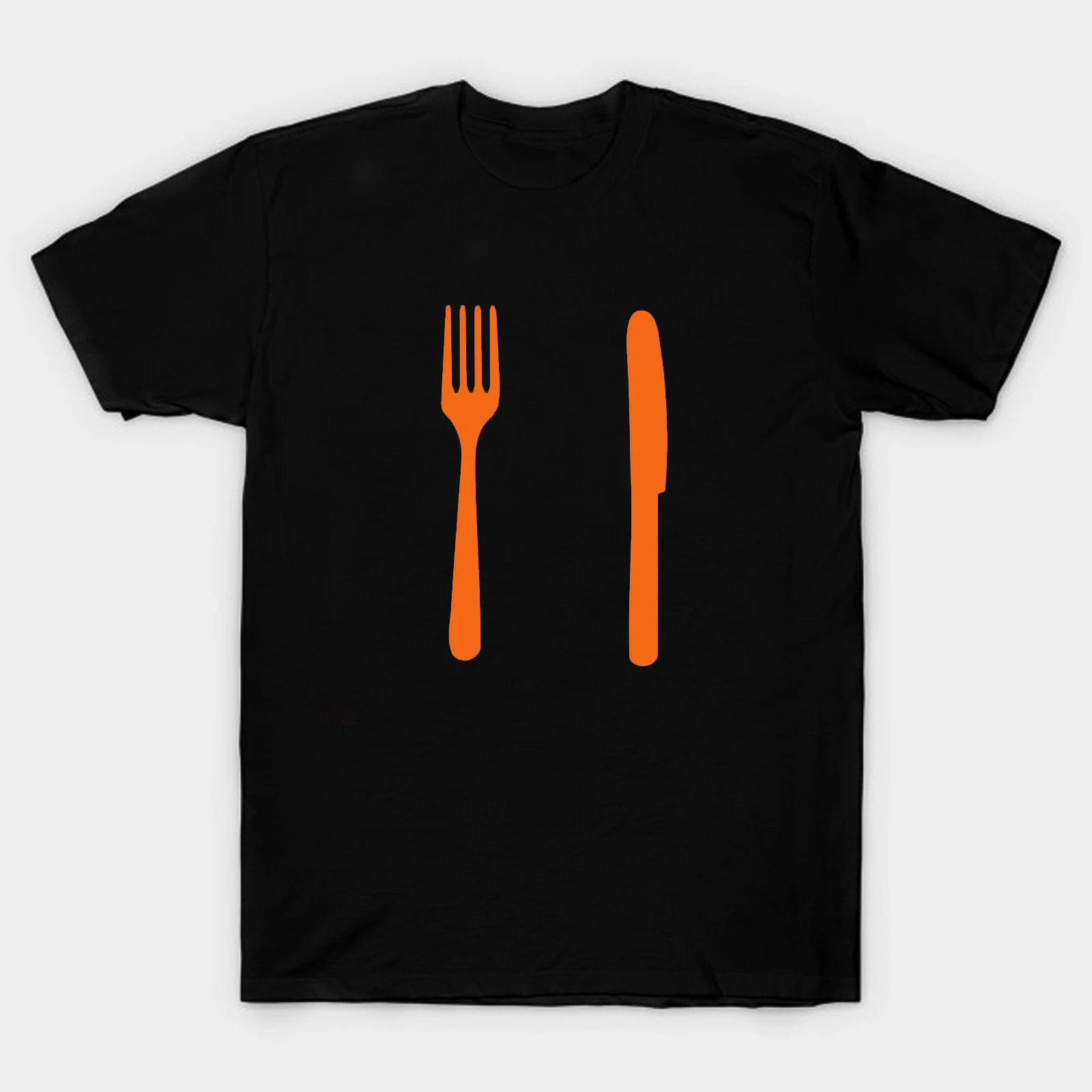 Модная дизайнерская мужская футболка с ножом и вилкой хлопковая модная новые