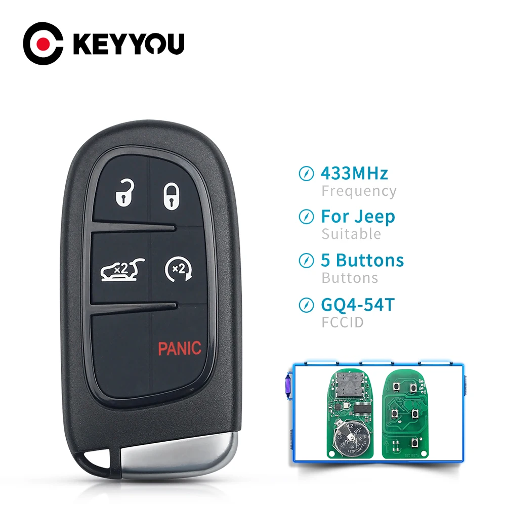 KEYYOU замена 4А Чип дистанционного автомобиля Fob смарт-ключ для Jeep Cherokee 2014 2015 2016 2017