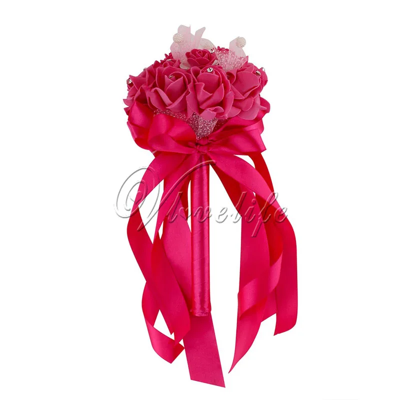 Элегантный свадебный букет искусственные цветы розы со стразами свадебные