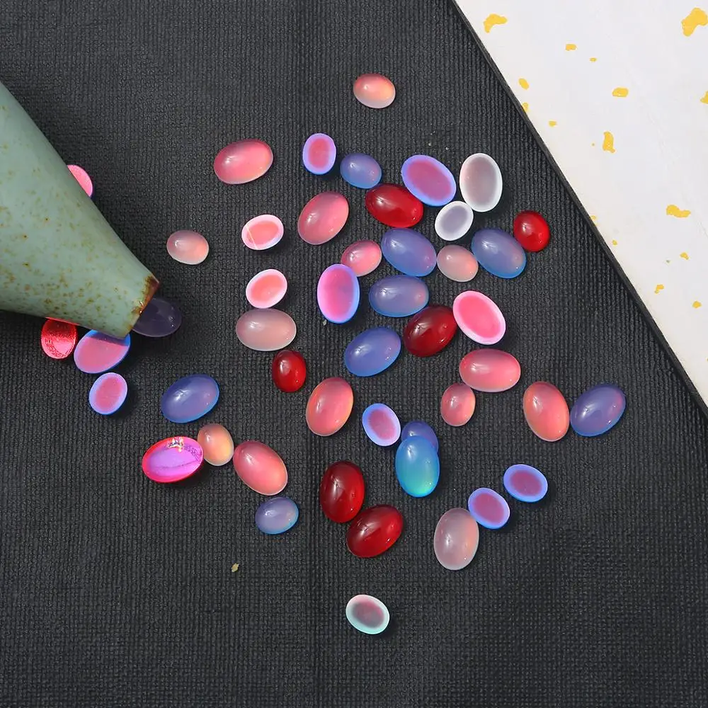 10 шт./Лот искусственная Смола бусины кошачий глаз овальные плоские прозрачные