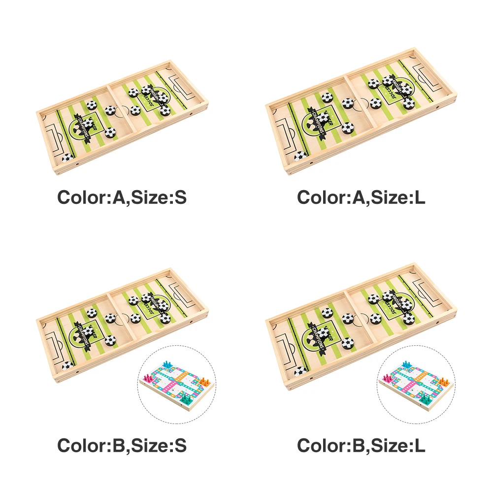 

2 In 1 Wood Home Party Portable Educational Toys Double Sided Foosball Slingshot Family Friends Board Game Desktop Flying Chess