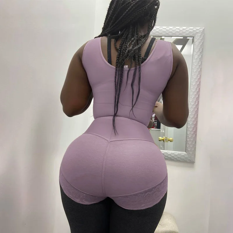 Women Double Compression Belly Zipper Butt Lifter Body Shaper Garment Adjustable Straps Short Waist Trainer