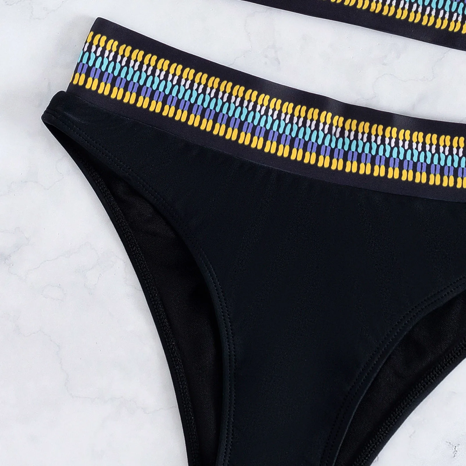 Женский купальник лоскутный комплект бикини пуш-ап бразильский с высокой талией