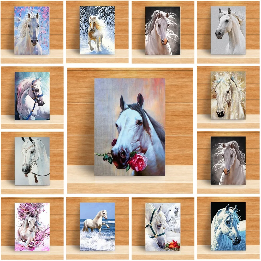 

Diamond Painting Horse Full Round Diamond Embroidery Animals Picture 5D Diy Mosaic Rhinestone Home Decoration