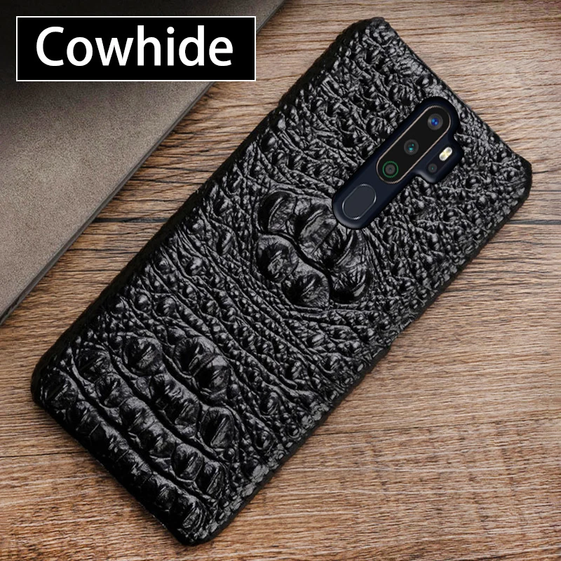 

Leather Phone Case For OPPO Find X2 R15 R17 Reno Z 2 2Z 2F 3 Pro Ace A5 A9 2020 A11X K3 K5 Cowhide Crocodile Head Texture Cover