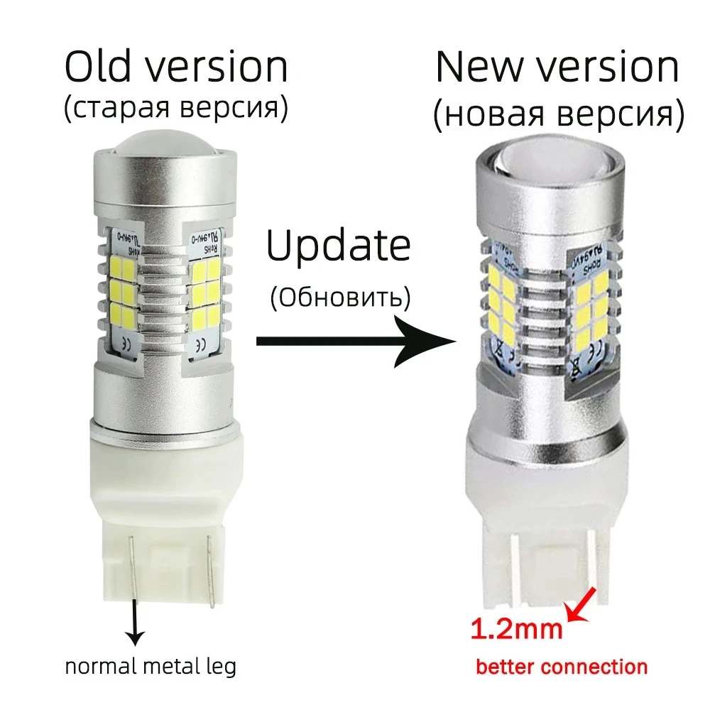 10x T20 7440 7443 7443-Srck W21W W21/5W светодиодный лампы для указателей поворота резервный