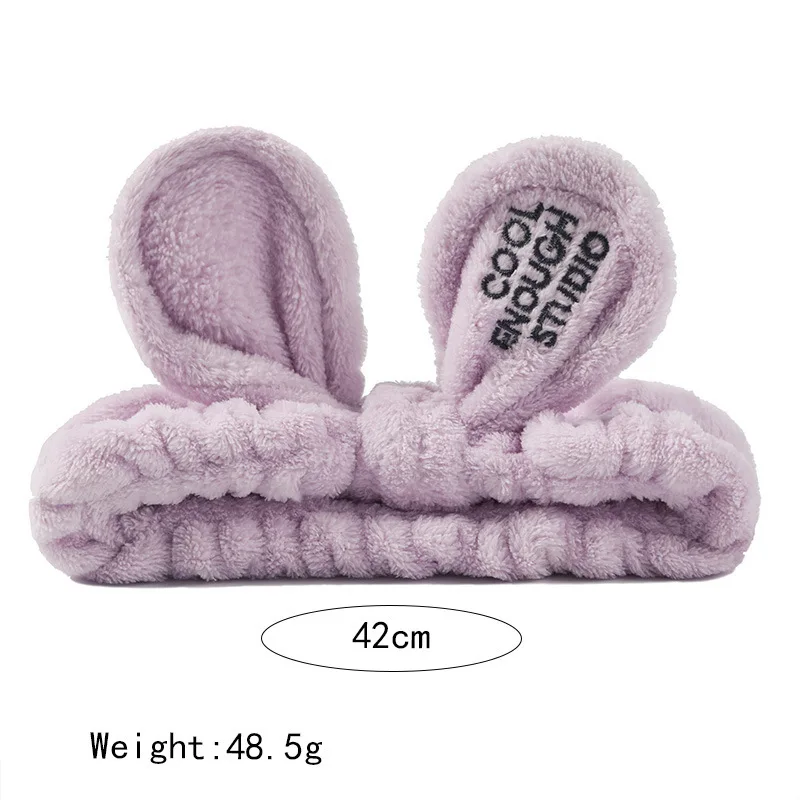 Симпатичная плюшевая повязка для волос с кроличьими ушками мытья лица Женская на