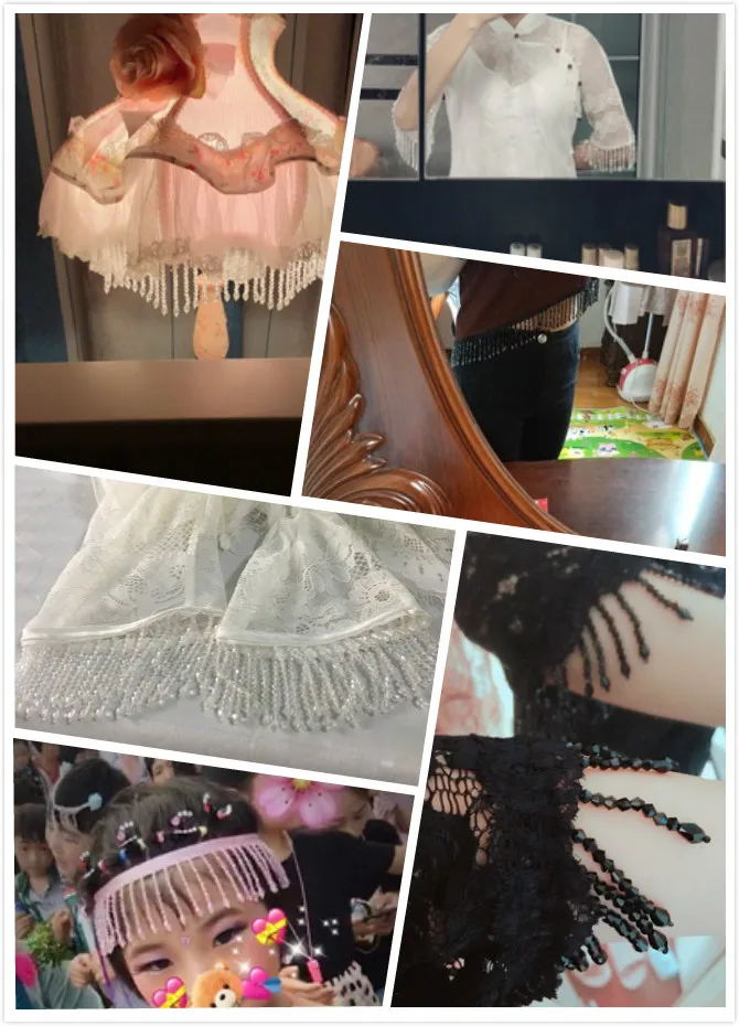 2 ярдов/лот кристалл кулон из бисера Кружева кисточкой DIY Одежда для свадьбы сцены