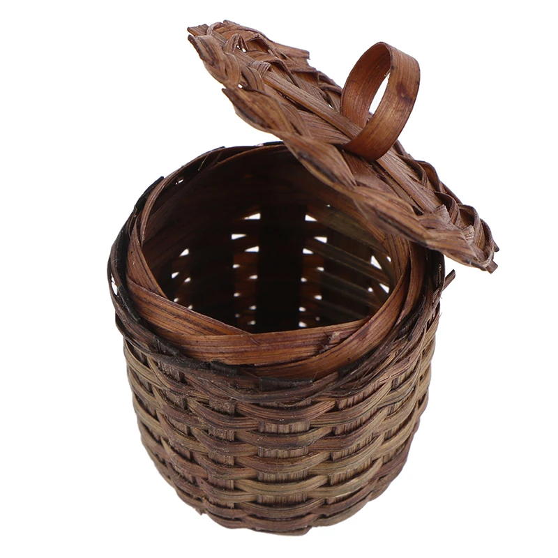 

New 1:12 Dollhouse Miniature Weaving Bamboo Basket Vegetable Basket Model Toys
