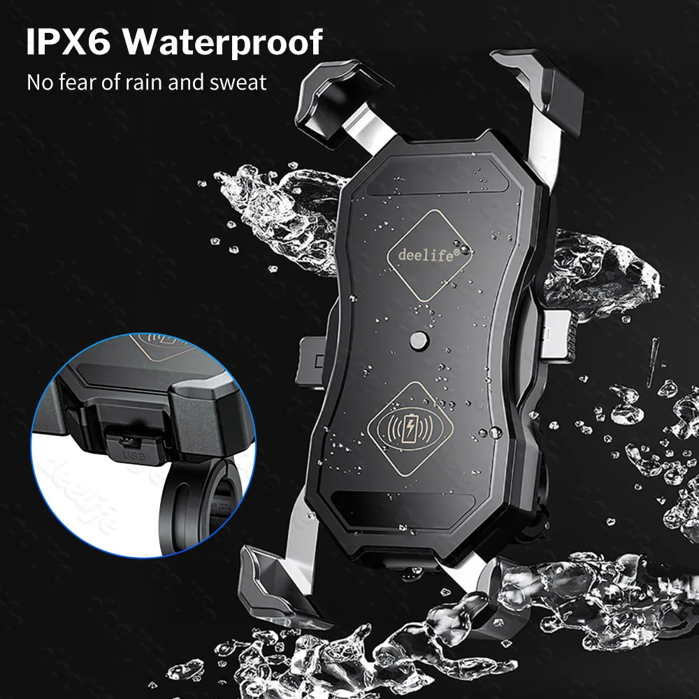 deelife mobile phone holder motorcycle wireless charging with qc 3 0 usb qi charger gps navigation mount bracket free global shipping